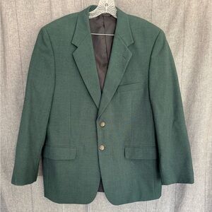 Hardy Amies Men's Blazer Sport Coat Jacket Green Wool Blend Sz 42R Executive